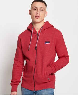 Superdry Orange Label Cali Cipzár Férfi Kapucnis Pulóver Piros | UOBLZ3658